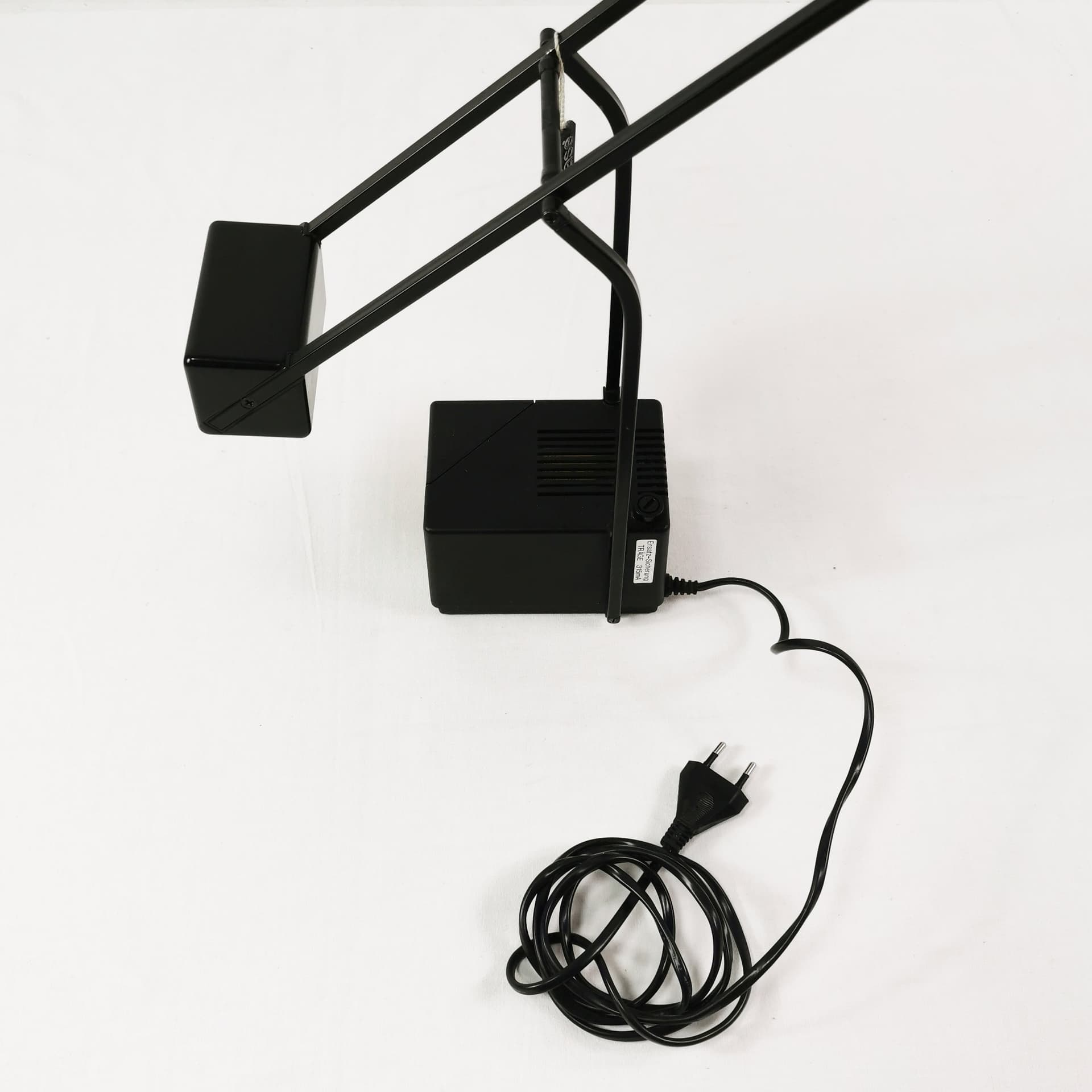 Lampka biurkowa modernistyczna, czarny, metal plastik, Fase, Hiszpania, lata 70. - 370127