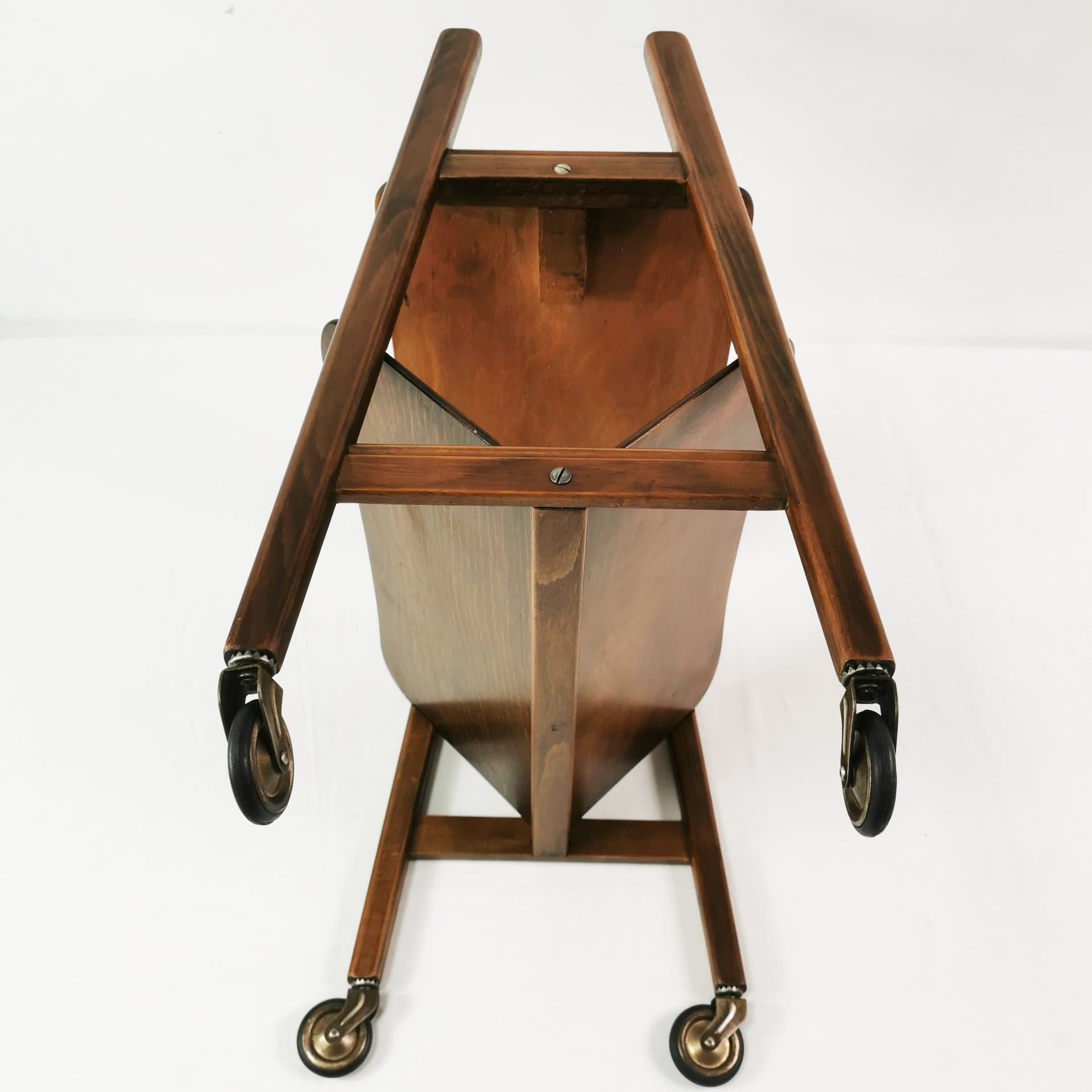 Stolik pomocniczy, brązowy, buk, metal, Włochy, lata 50. - 370162