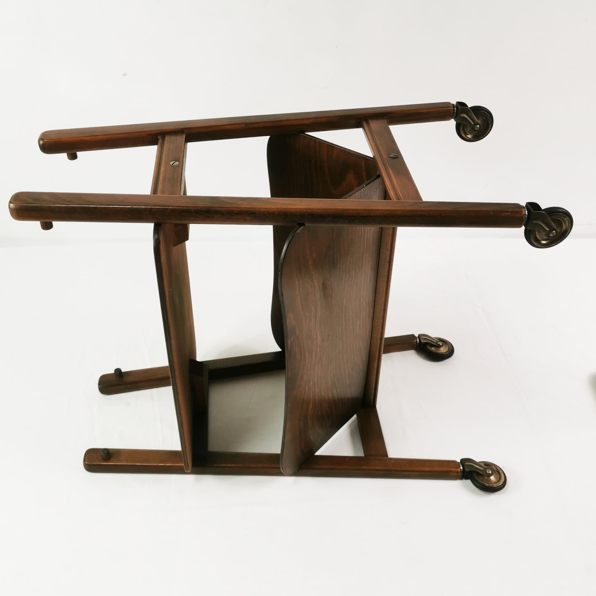 Stolik pomocniczy, brązowy, buk, metal, Włochy, lata 50. - 370163