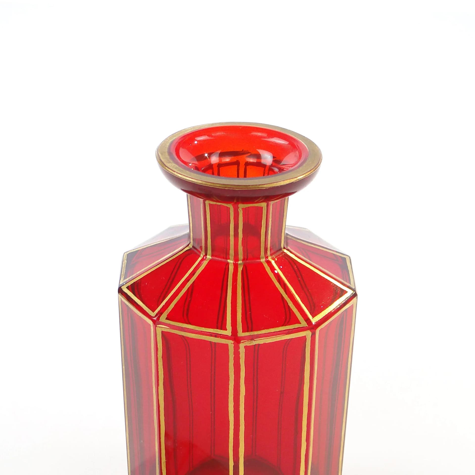 Karafka Napoleon III, szkło rubinowe, złocenie, Baccarat, Francja, XIX w. - 370215