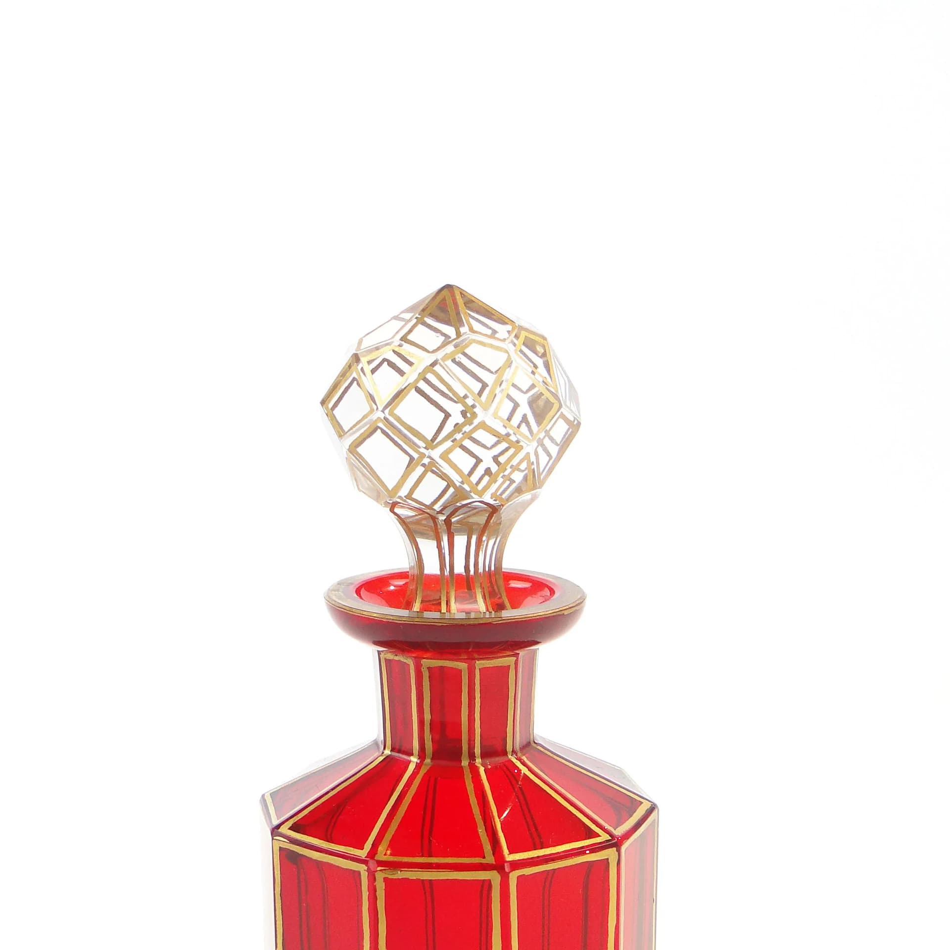 Karafka Napoleon III, szkło rubinowe, złocenie, Baccarat, Francja, XIX w. - 370210
