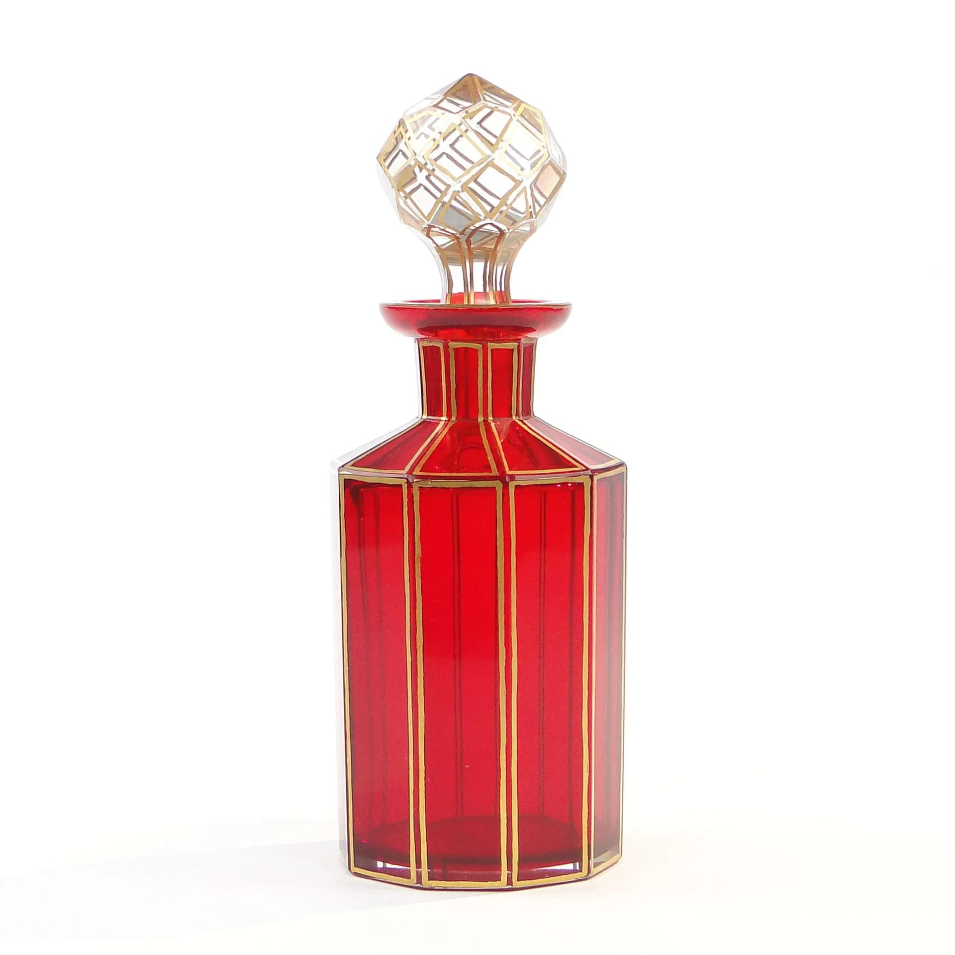Karafka Napoleon III, szkło rubinowe, złocenie, Baccarat, Francja, XIX w. - 370209