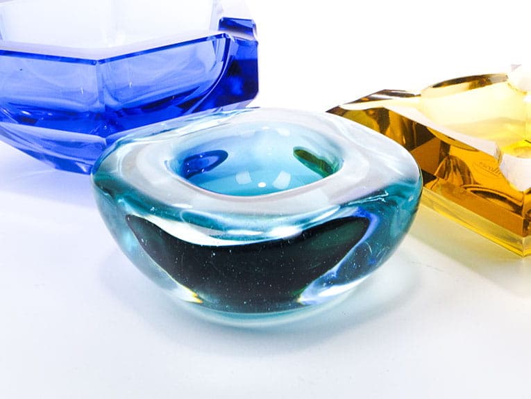 Patera dekoracyjna, szmaragd, kryształ, Murano, Włochy, lata 50. - 370263