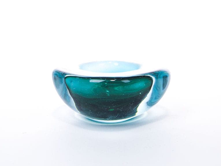 Patera dekoracyjna, szmaragd, kryształ, Murano, Włochy, lata 50. - 370265
