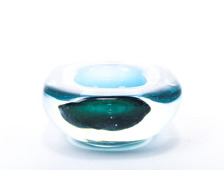 Patera dekoracyjna, szmaragd, kryształ, Murano, Włochy, lata 50. - 370271