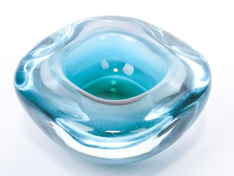 Patera dekoracyjna, szmaragd, kryształ, Murano, Włochy, lata 50. - 370268