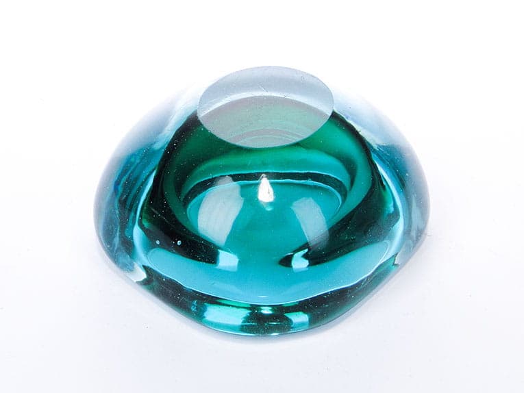 Patera dekoracyjna, szmaragd, kryształ, Murano, Włochy, lata 50. - 370269