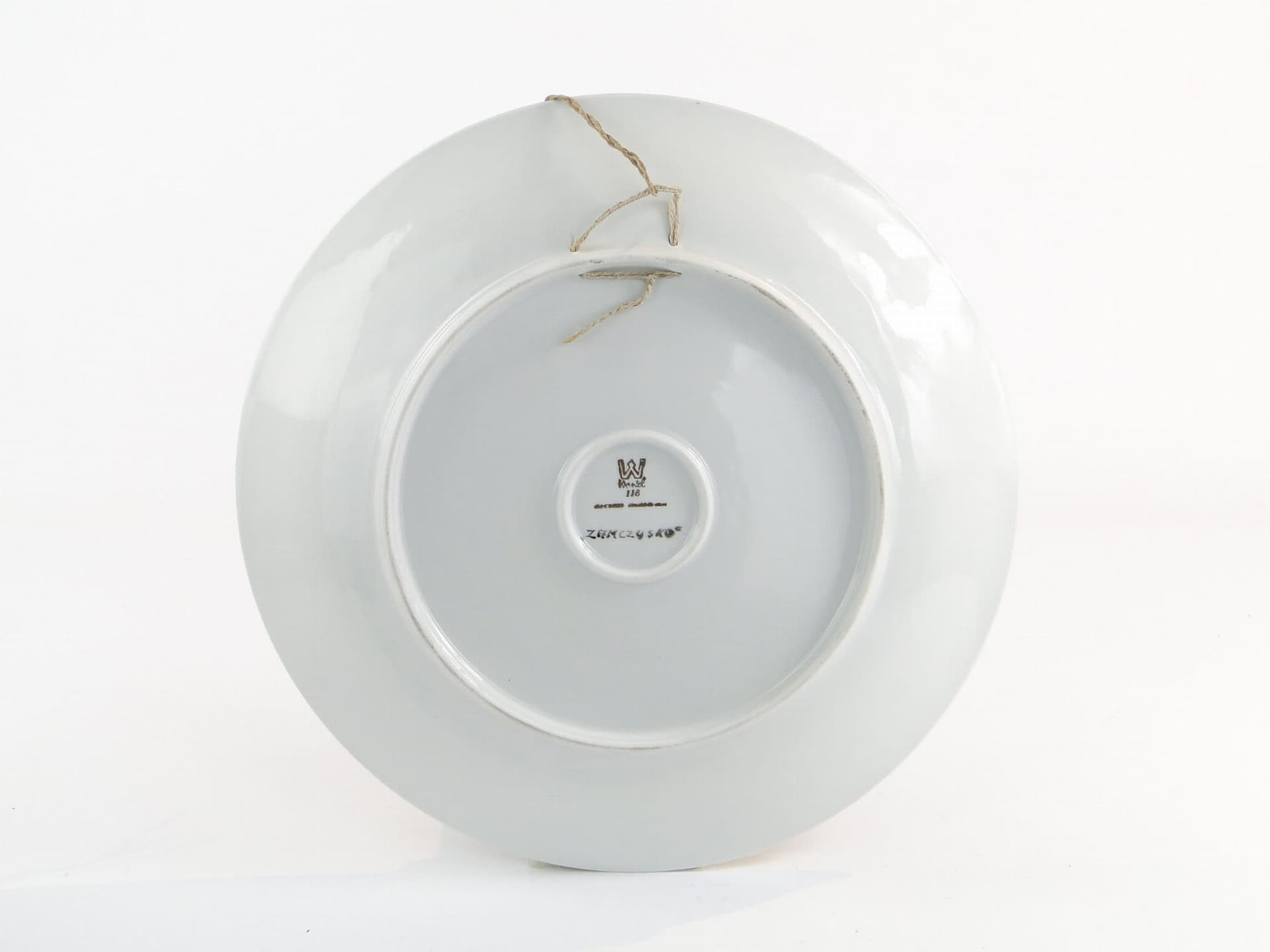 Patera dekoracyjna, porcelana zielona czarna biała, proj. T. Waligórska, Polska, lata 60. - 370352