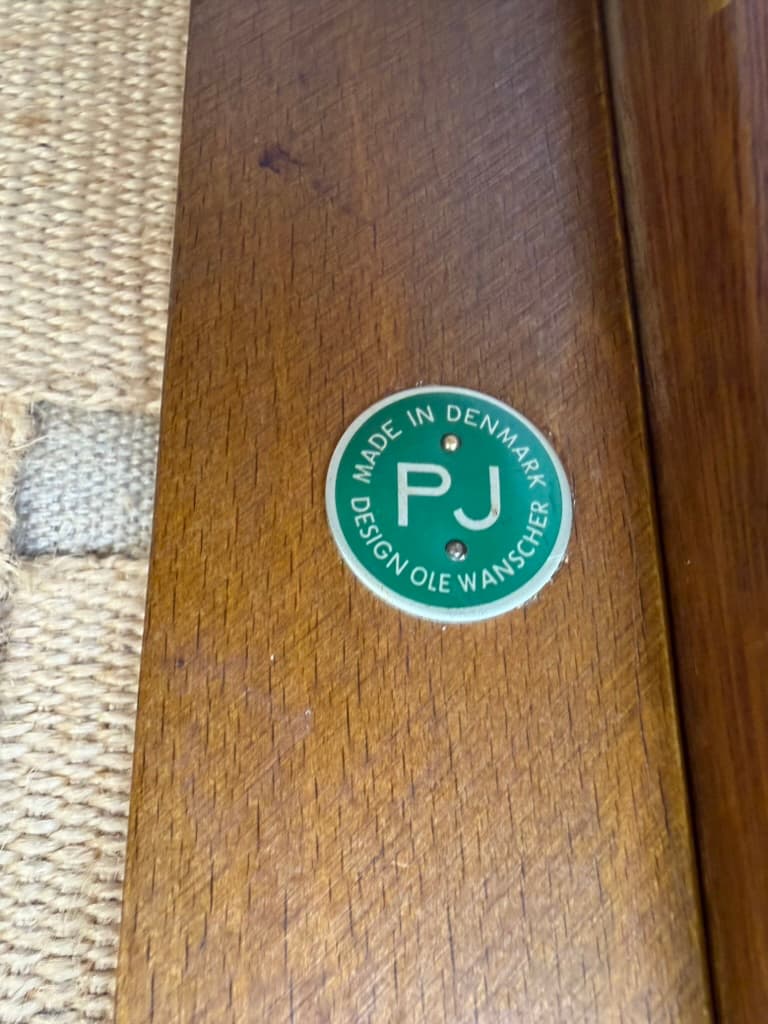 Fotel lounge, mahoń brązowy, skóra czarna, proj. O. Wanscher, Poul Jeppesens Møbelfabrik, Dania, lata 60. - 370370