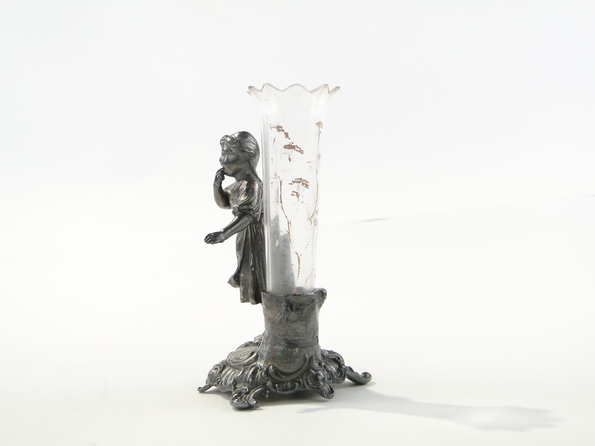 Wykałacznika figuralny, srebro platerowane, szkło przezroczyste, WMF, Niemcy, początek XX w. - 370394