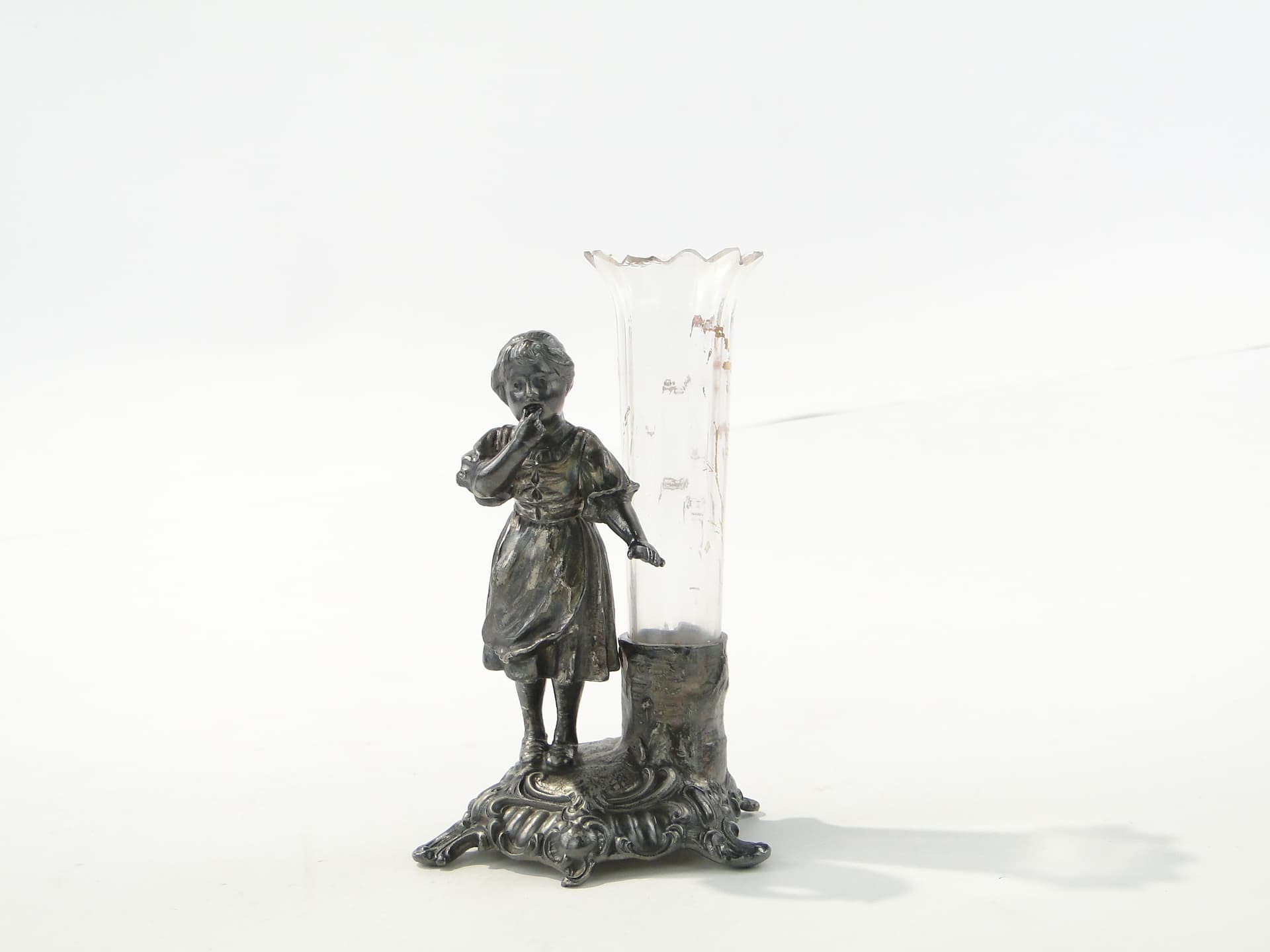 Wykałacznika figuralny, srebro platerowane, szkło przezroczyste, WMF, Niemcy, początek XX w. - 370393