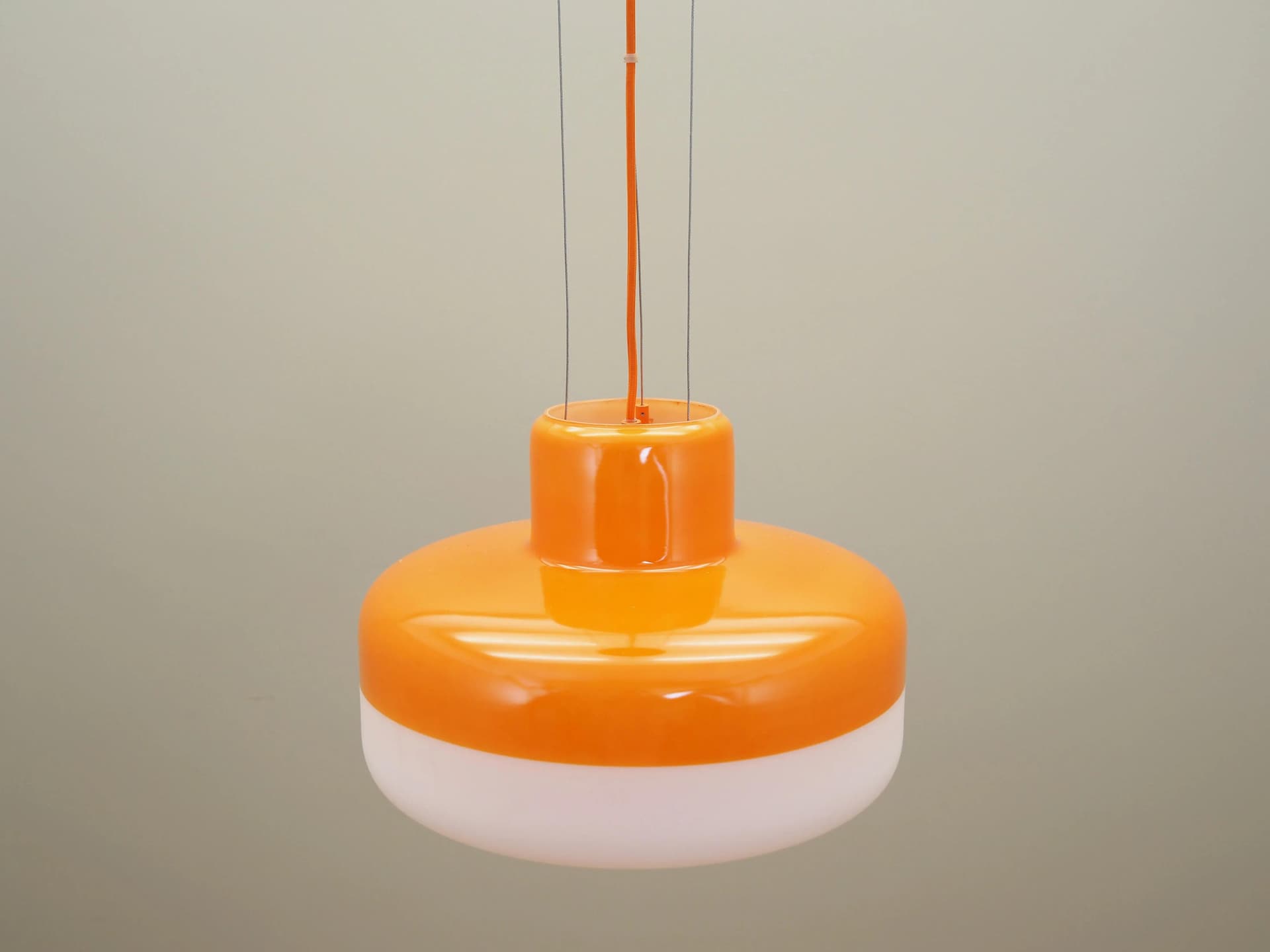 Pendant lamp, white orange glass, BoConcept, Denmark, 2000s.