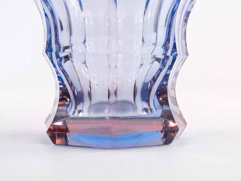 Wazon Art déco, kryształ fioletowy niebieski różowy przezroczysty, Moser, Czechy, lata 20. - 370654