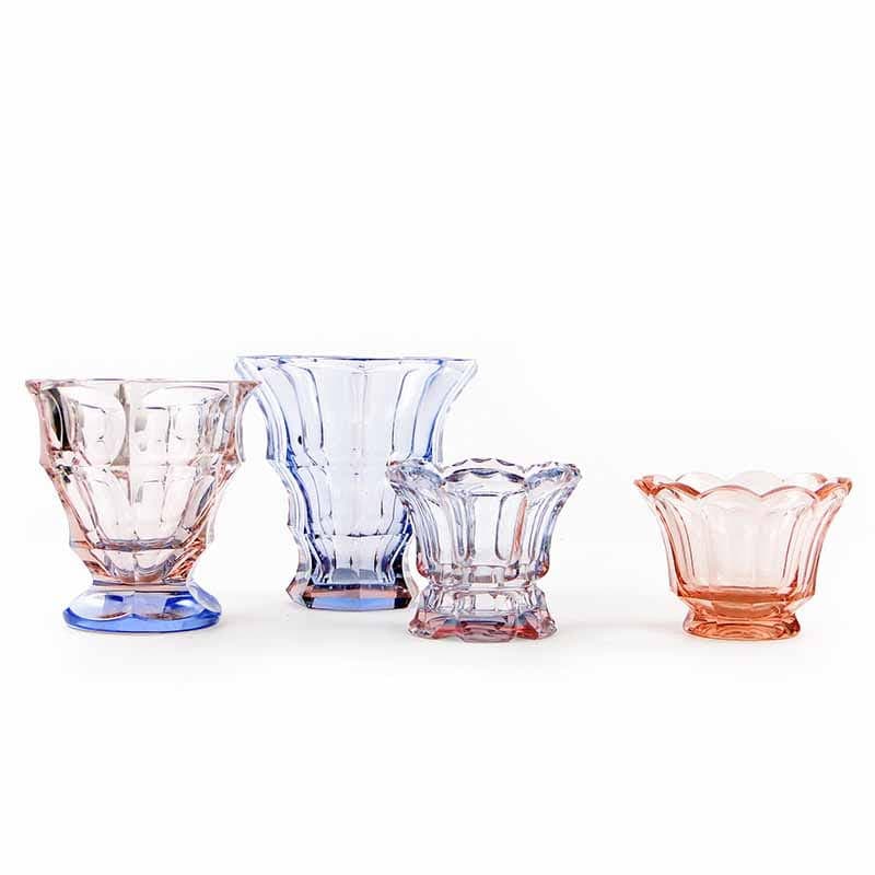 Wazon Art déco, kryształ fioletowy niebieski różowy przezroczysty, Moser, Czechy, lata 20. - 370656