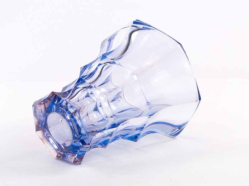 Wazon Art déco, kryształ fioletowy niebieski różowy przezroczysty, Moser, Czechy, lata 20. - 370662