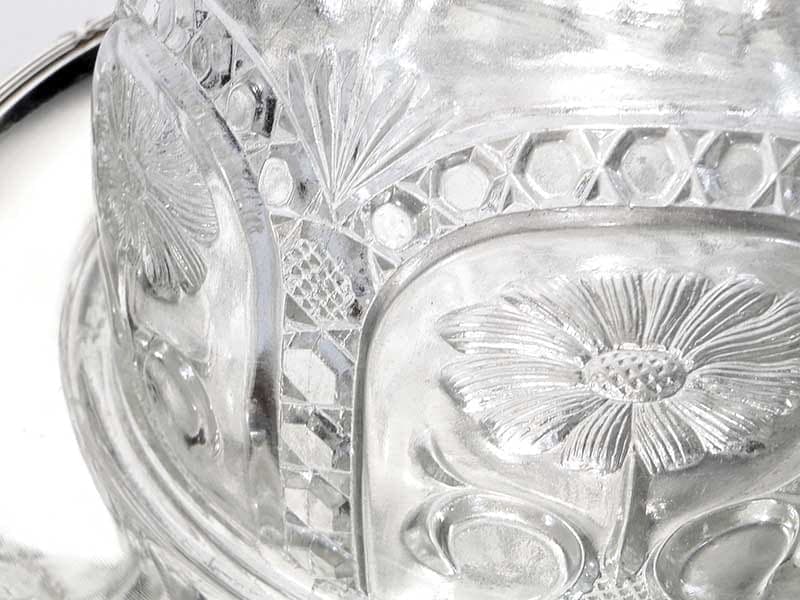 Patera z kloszem, mosiądz srebrzony, szkło przezroczyste, Szwecja, lata 40. - 370703