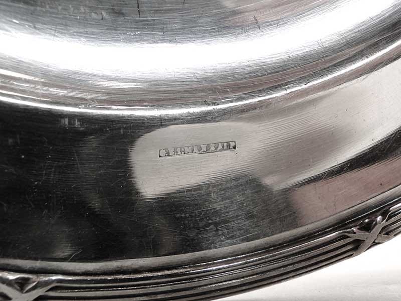Patera z kloszem, srebrny mosiądz, szkło przezroczyste, Szwecja, lata 40. - 370716