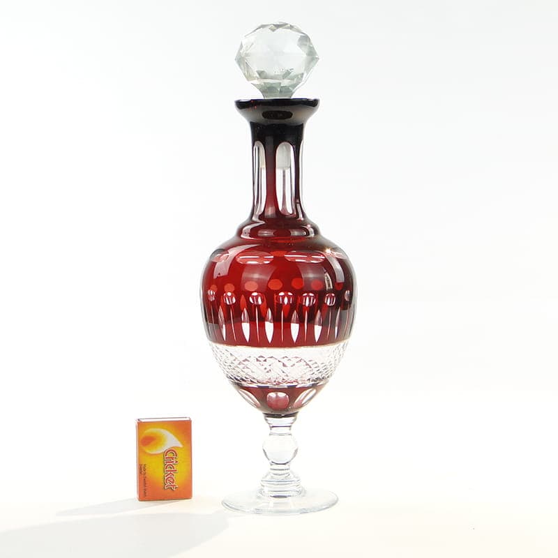Karafka art déco, czerwony przezroczysty, szkło, lata 20. - 370750
