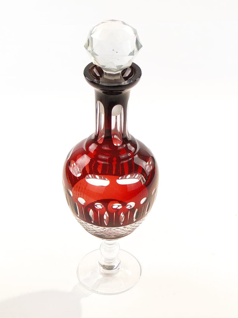 Karafka art déco, czerwony przezroczysty, szkło, lata 20. - 370749