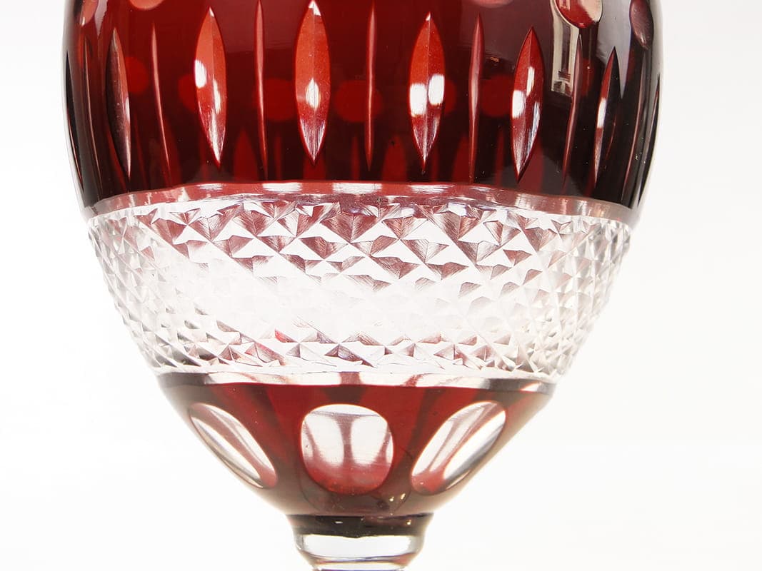 Karafka art déco, czerwony przezroczysty, szkło, lata 20. - 370745