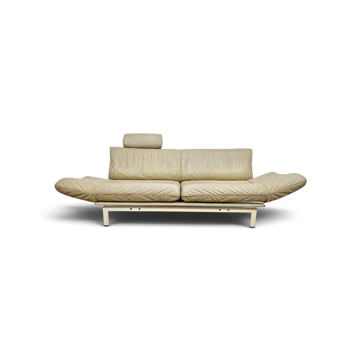 Sofa modułowa DS-140, skóra naturalna beżowa, metal, proj. R. Frigg, de Sede, Szwajcaria, lata 80.