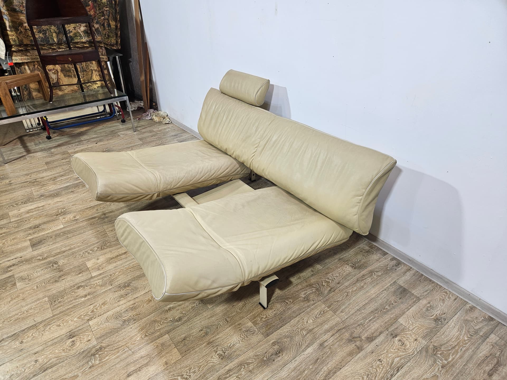 Sofa modułowa DS-140, skóra naturalna beżowa, metal, proj. R. Frigg, de Sede, Szwajcaria, lata 80. - 370774