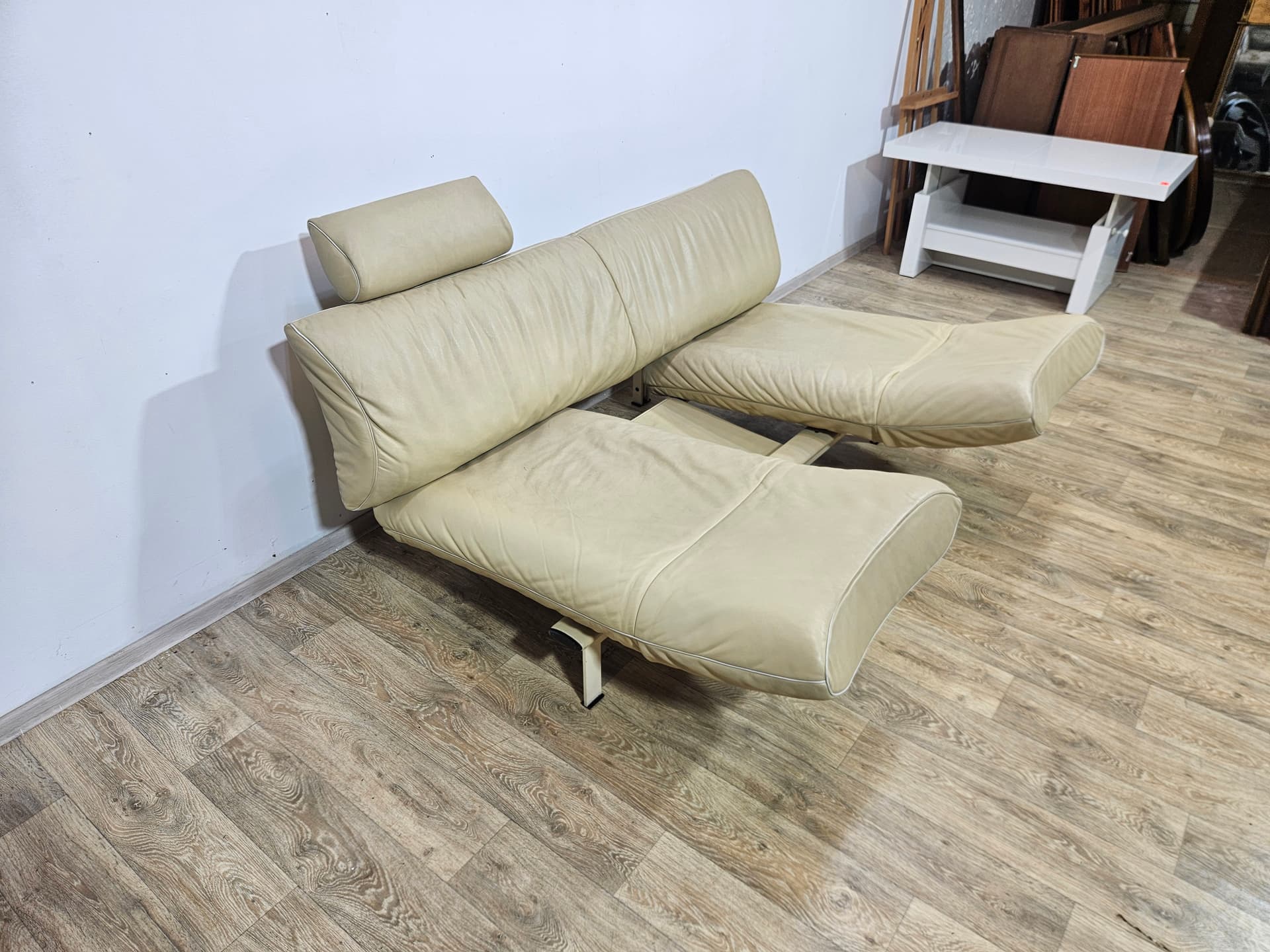 Sofa modułowa DS-140, skóra naturalna beżowa, metal, proj. R. Frigg, de Sede, Szwajcaria, lata 80. - 370775