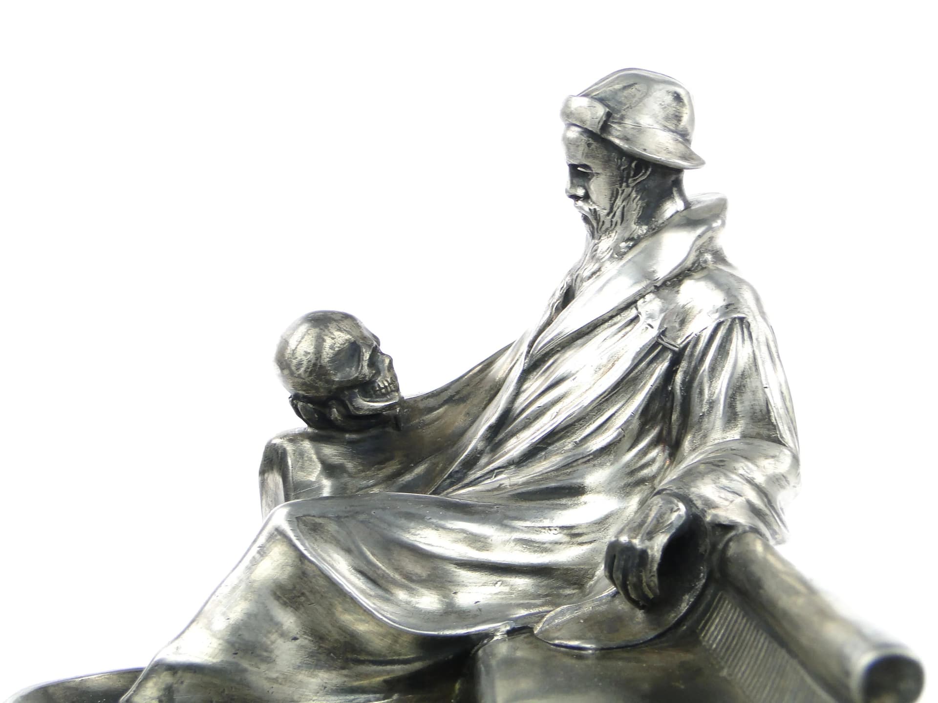Silver-Plated Desk Inkwell with Dante Figure, likely Kayser, Germany, 1910s - 27004
