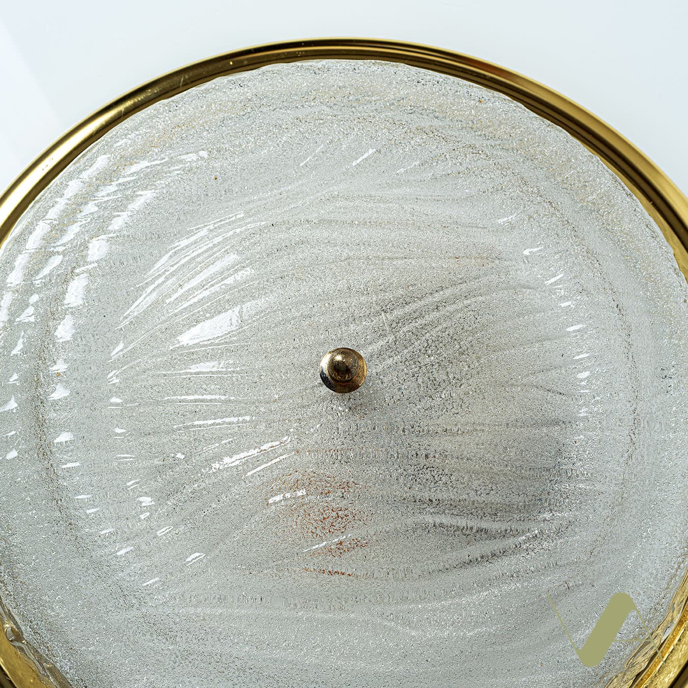 Plafon, biały, szkło, metal złoty, Eickmeier Leuchten, Niemcy, lata 80. - 370862