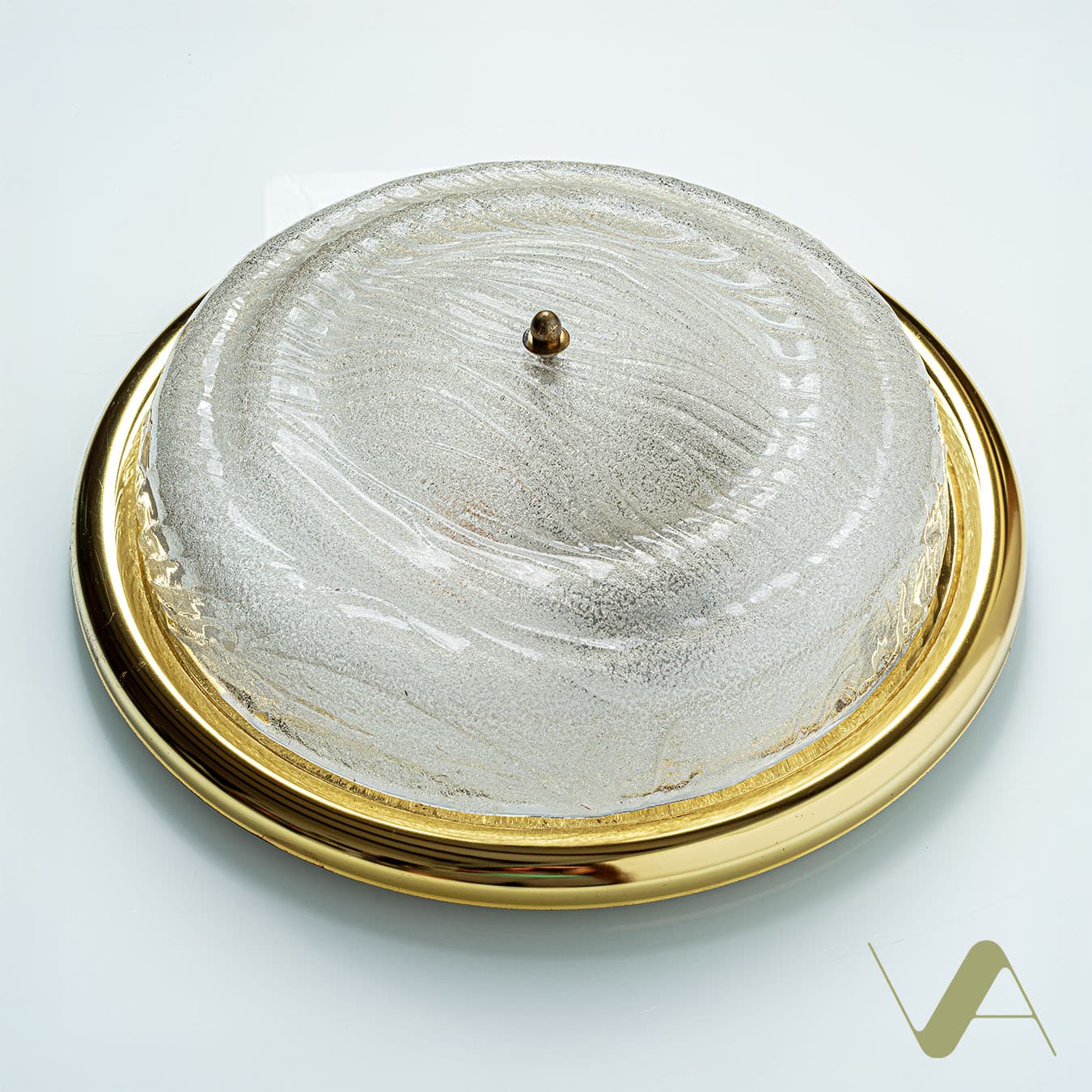 Plafon, biały, szkło, metal złoty, Eickmeier Leuchten, Niemcy, lata 80. - 370863