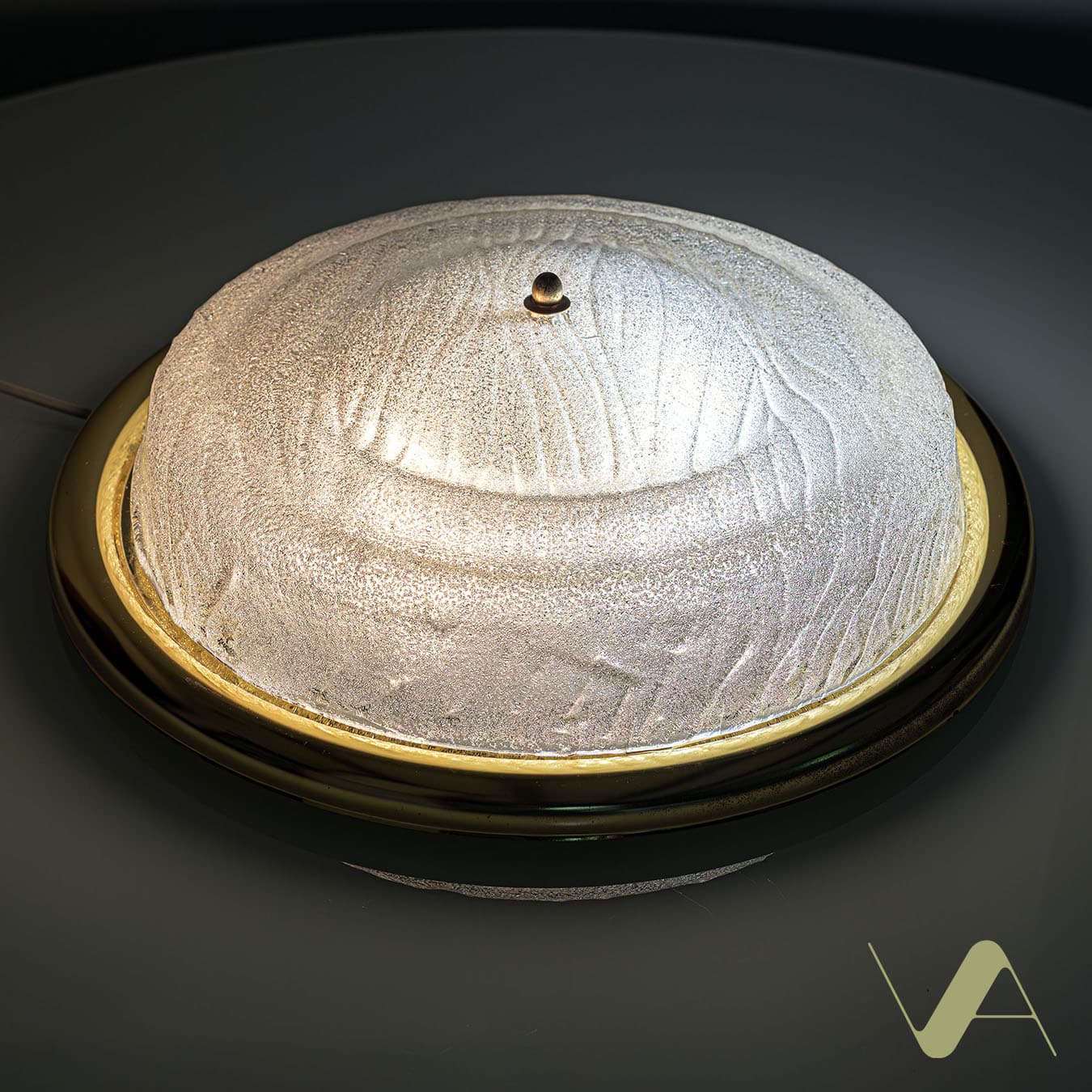 Plafon, biały, szkło, metal złoty, Eickmeier Leuchten, Niemcy, lata 80. - 370859