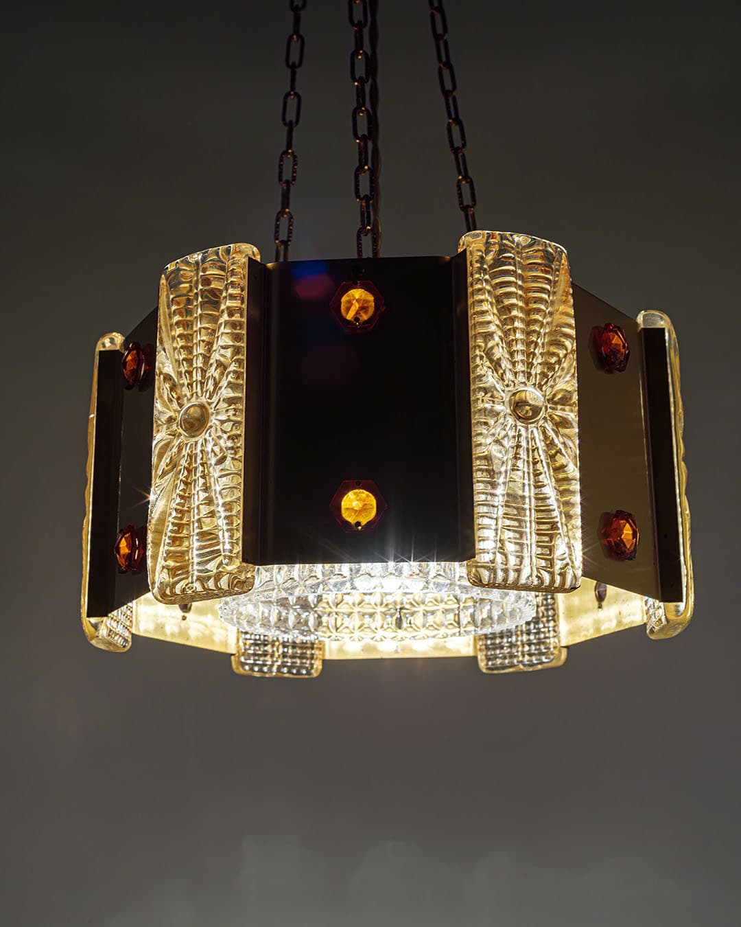 Lampa sufitowa Aladdin, złoty, metal szkło, Vitrika, Dania, lata 60. - 370908