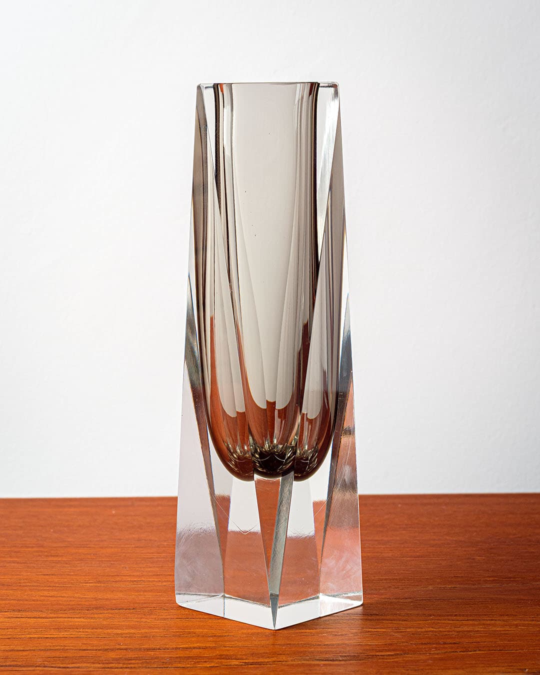 Wazon Murano, brązowy transparentny, szkło, Włochy, lata 80. - 370940