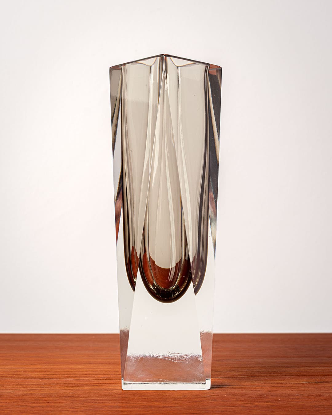 Wazon Murano, brązowy transparentny, szkło, Włochy, lata 80. - 370941