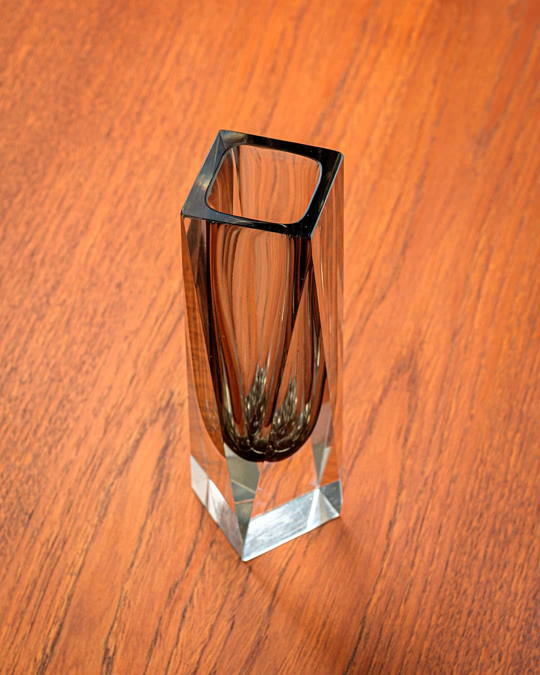 Wazon Murano, brązowy transparentny, szkło, Włochy, lata 80. - 370942