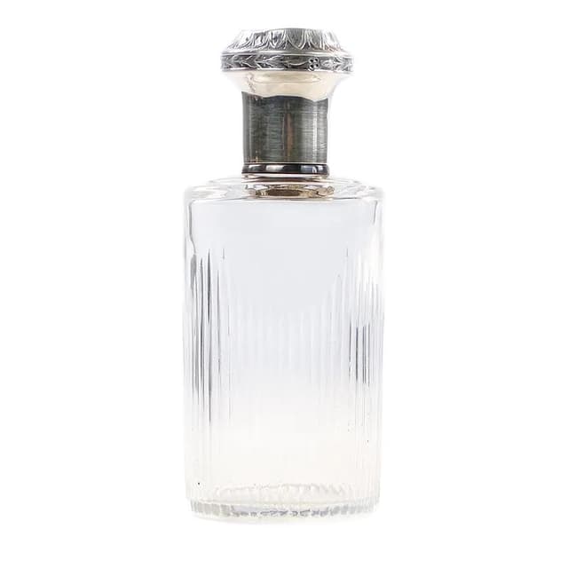 Flakon na perfumy, kryształ przezroczysty, srebro, Francja, początek XX w. - WYMIARY