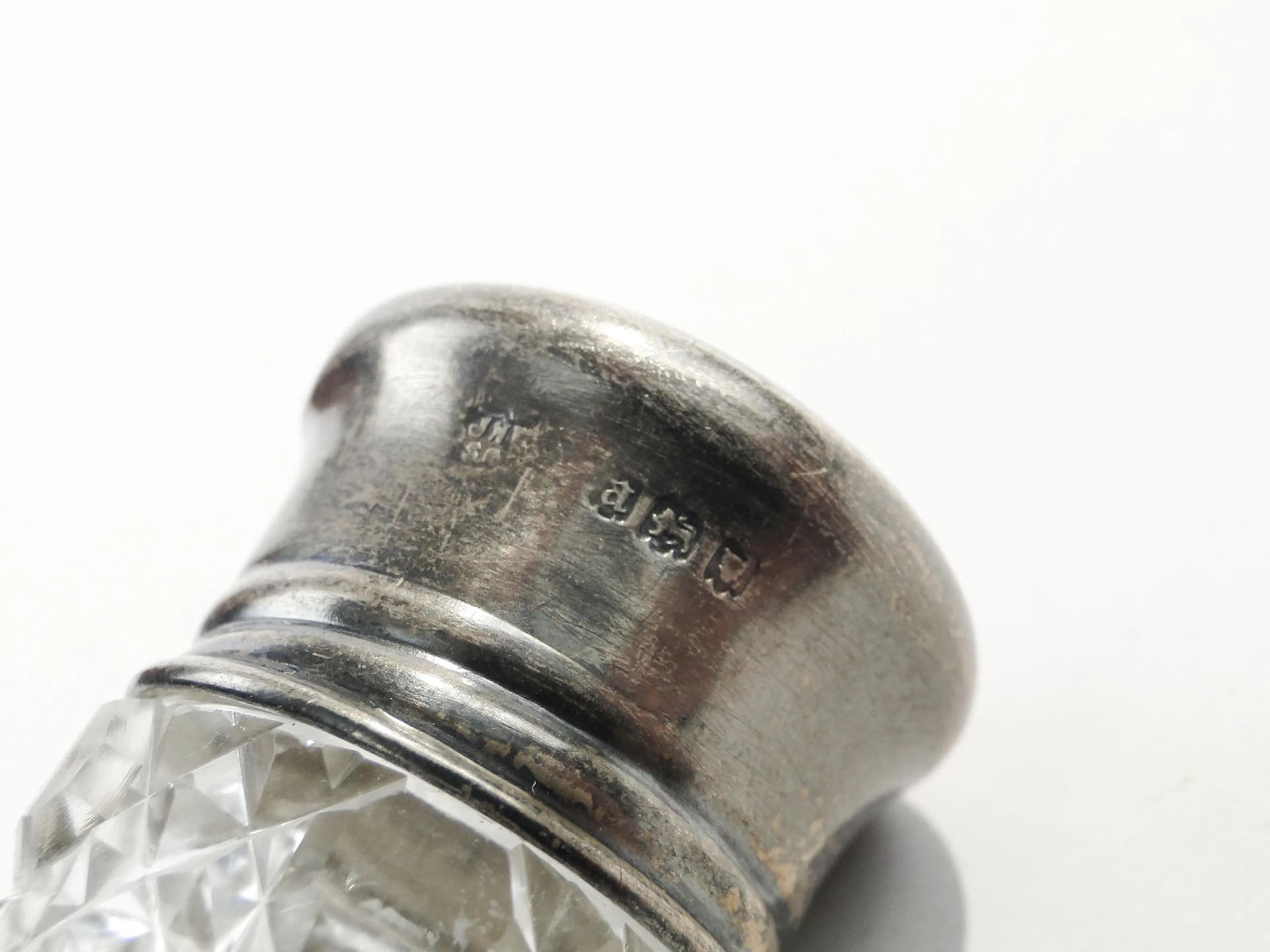 Flakon na perfumy, przezroczysty kryształ, srebro, Wielka Brytania, początek XX w. - 371098