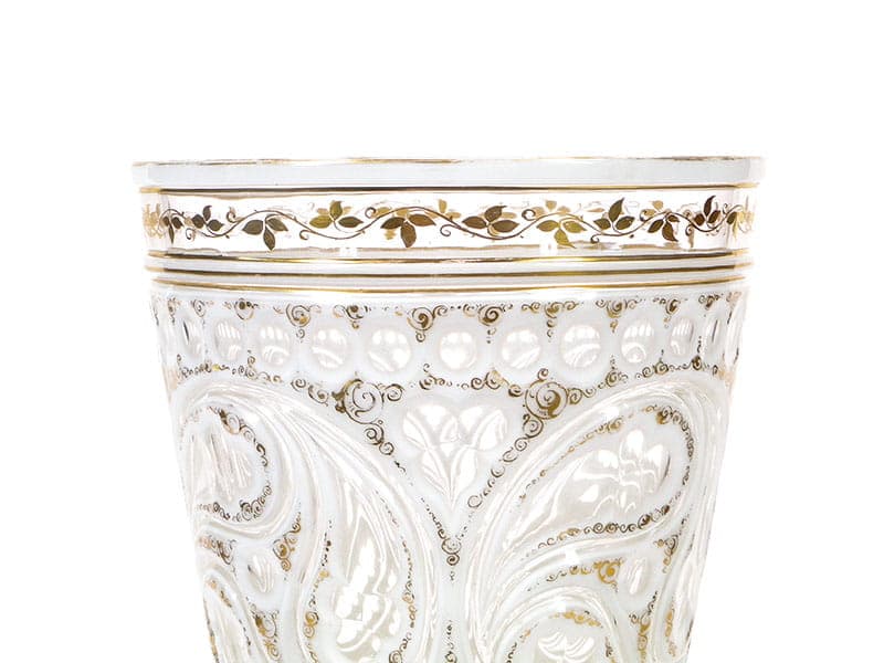 Puchar biedermeier, kryształ biały, złocenie, Austria, lata 30. XIX w. - 371117