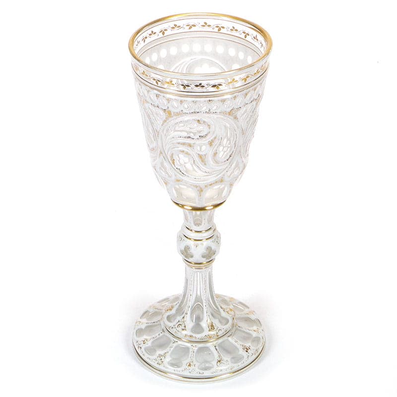 Puchar biedermeier, kryształ biały, złocenie, Austria, lata 30. XIX w. - 371110