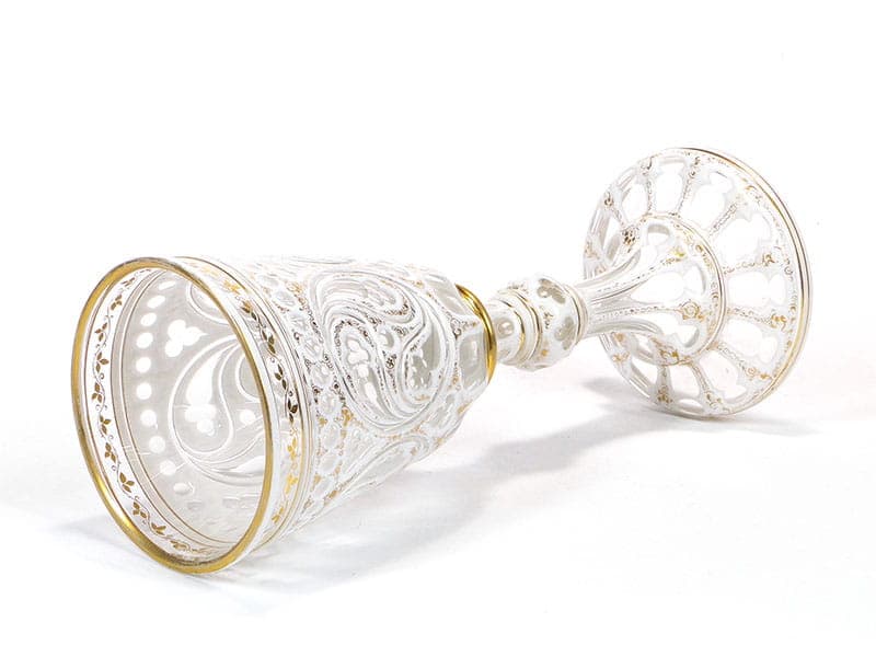 Puchar biedermeier, kryształ biały, złocenie, Austria, lata 30. XIX w. - 371111