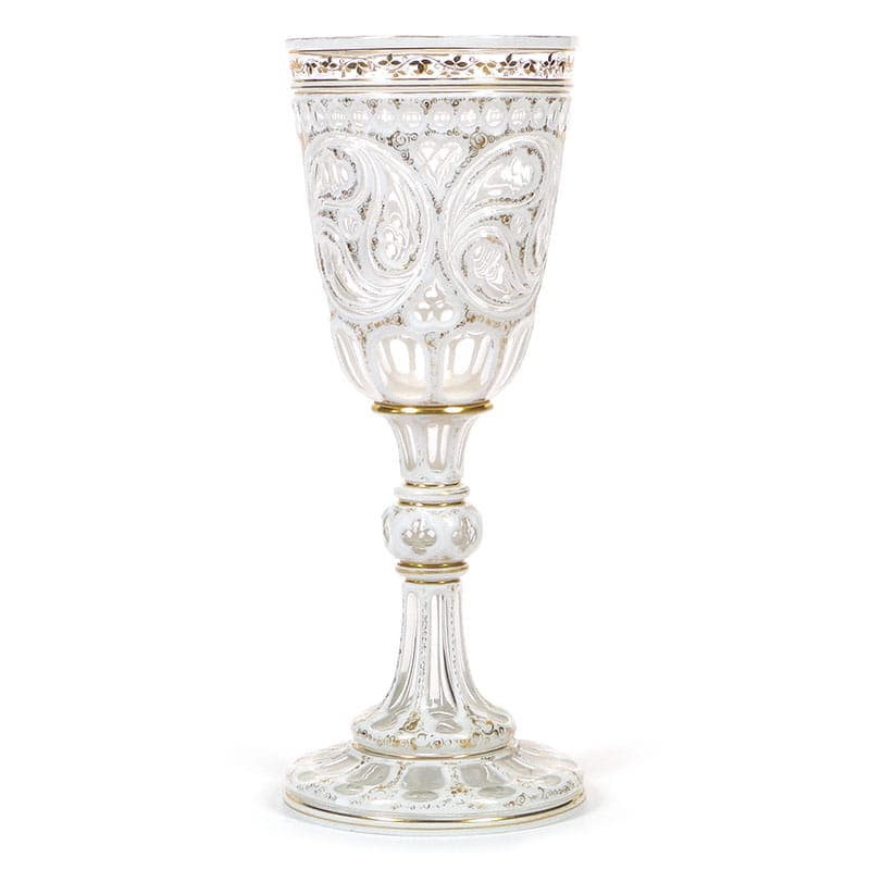 Puchar biedermeier, kryształ biały, złocenie, Austria, lata 30. XIX w.