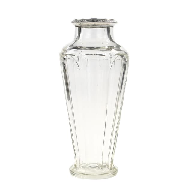 Wazon Art Deco, kryształ przezroczysty, srebro, Baccarat, Francja, lata 30. - WYMIARY