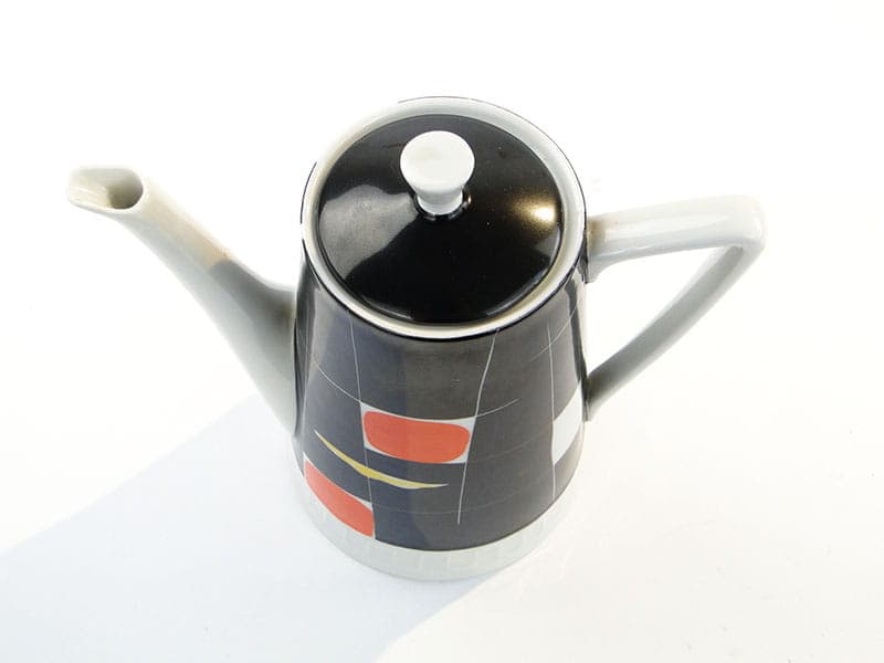 Dzbanek Millenium, porcelana czarna biała pomarańczowa żółta, proj. E. Ruszczyński, J. Kwinta, Zakłady Porcelany Stołowej Krzysztof, Polska, lata 60. - 371162