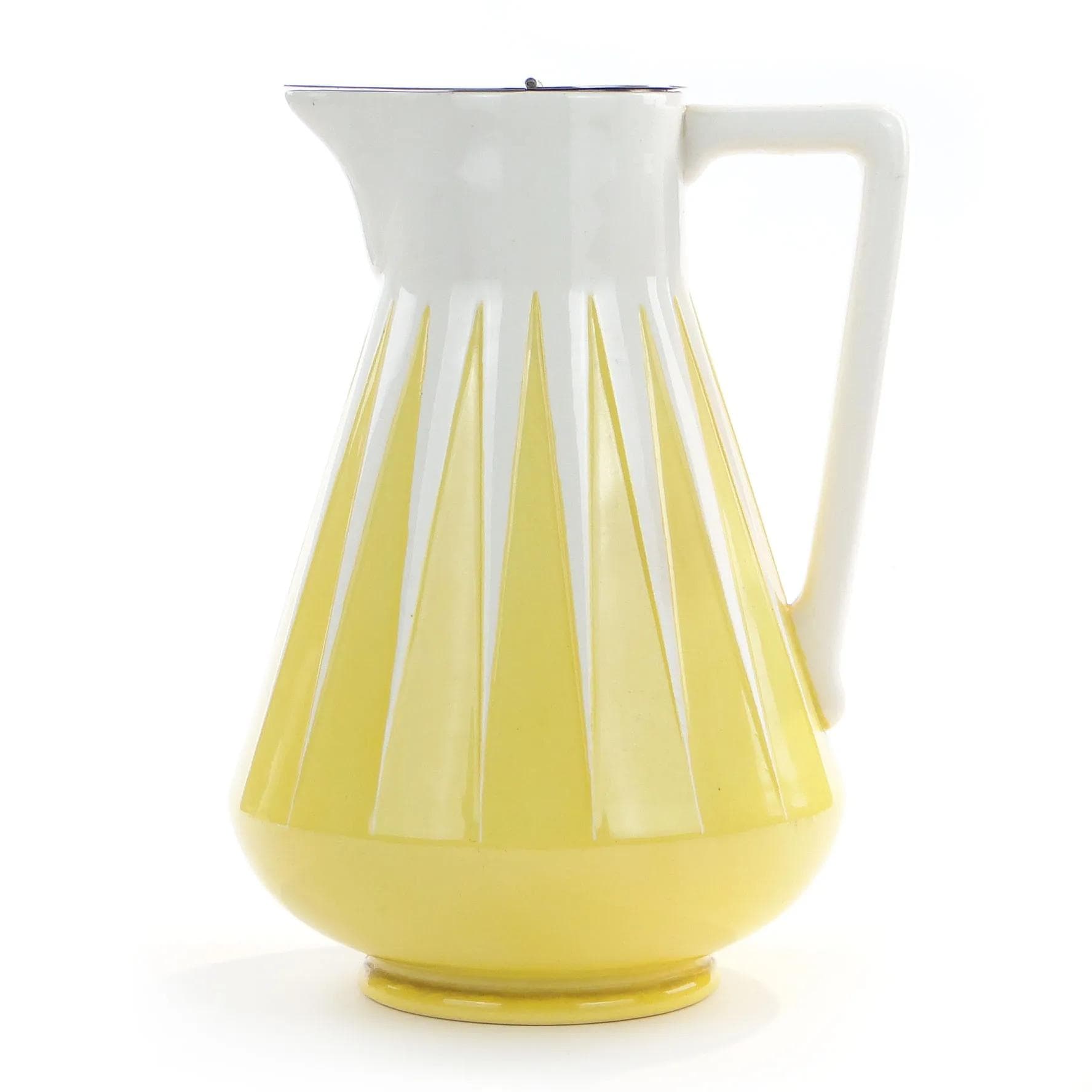 Dzbanek na mleko Art Deco, żółty biały, ceramika, Niemcy, lata 20. - 371171