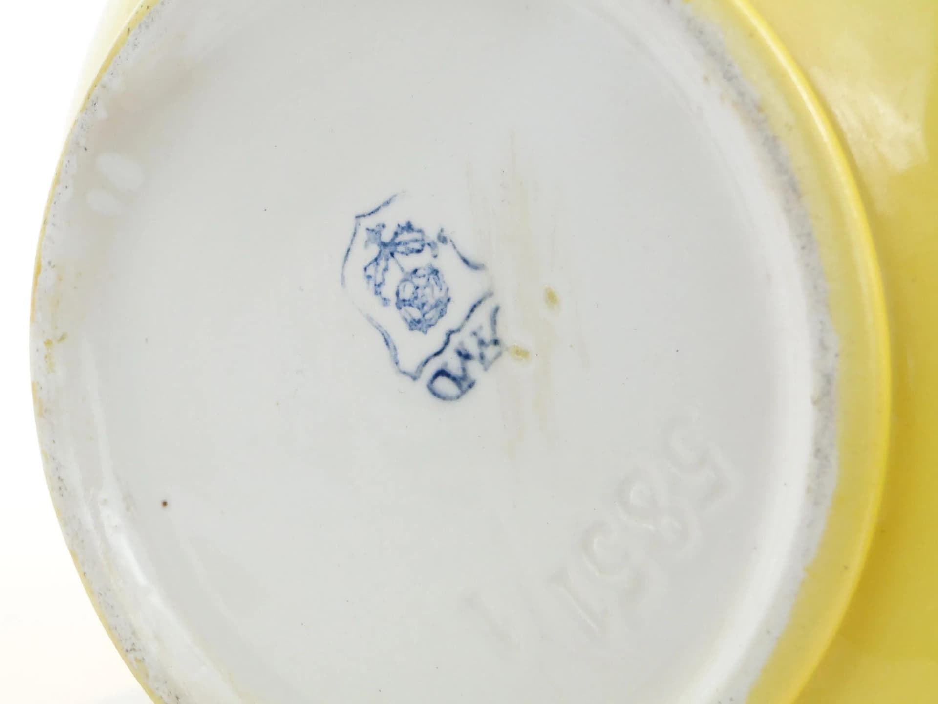 Dzbanek na mleko Art Deco, żółty biały, ceramika, Niemcy, lata 20. - 371175