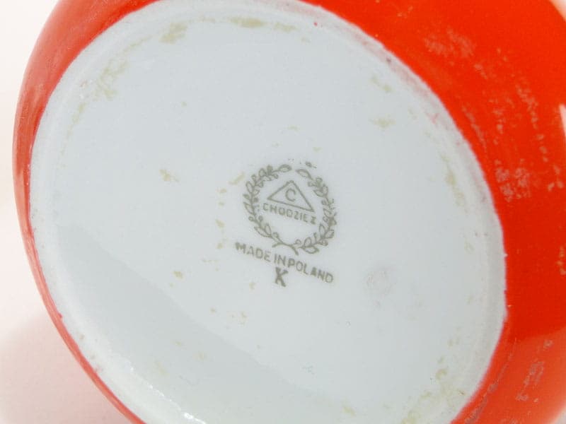Dzbanek Prometeusz, porcelana pomarańczowa, srebrna, proj. D. Duszniak, Chodzież, Polska, lata 60. - 371179