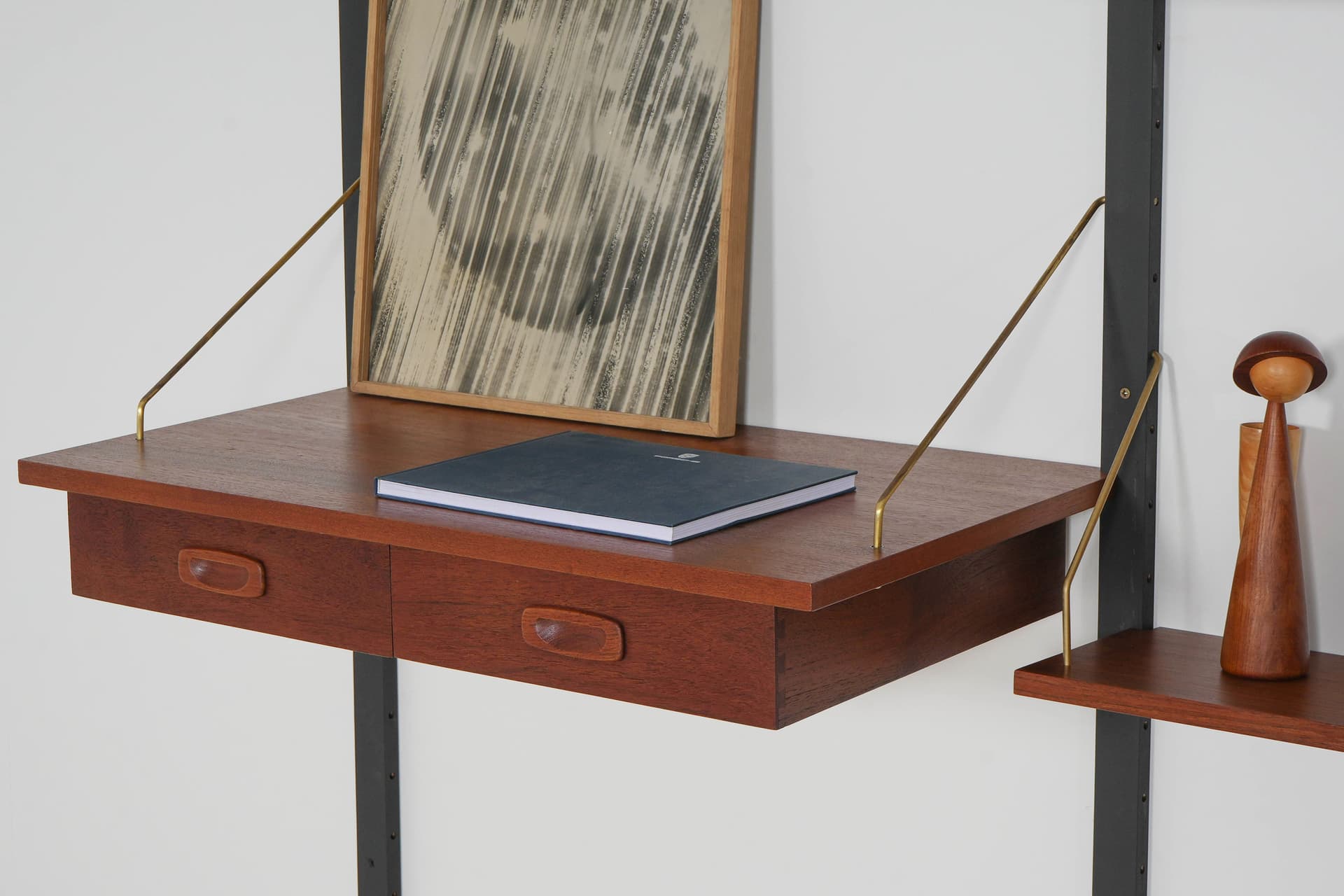 Regał modułowy PS System, teak brązowy, drewno czarne, Dania, lata 70. - 371191