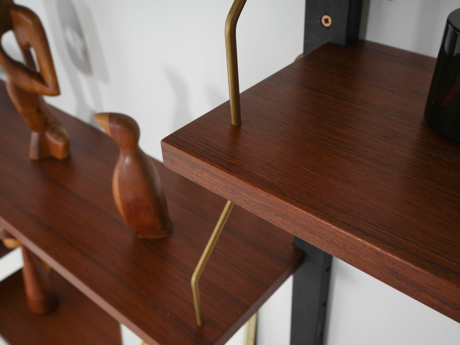 Regał modułowy PS System, teak brązowy, drewno czarne, Dania, lata 70. - 371196