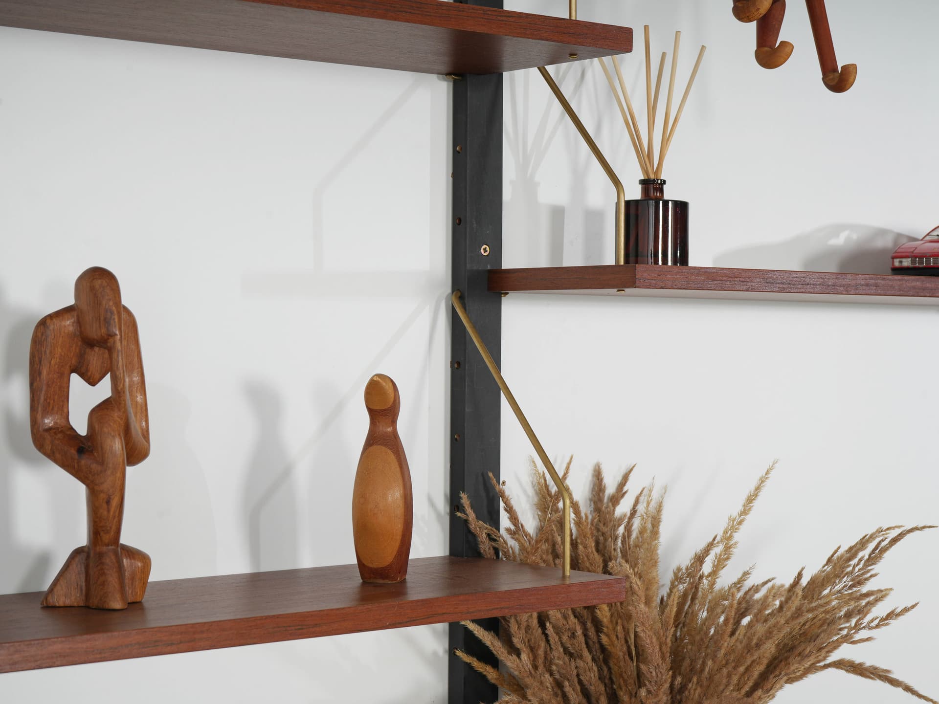 Regał modułowy PS System, teak brązowy, drewno czarne, Dania, lata 70. - 371200