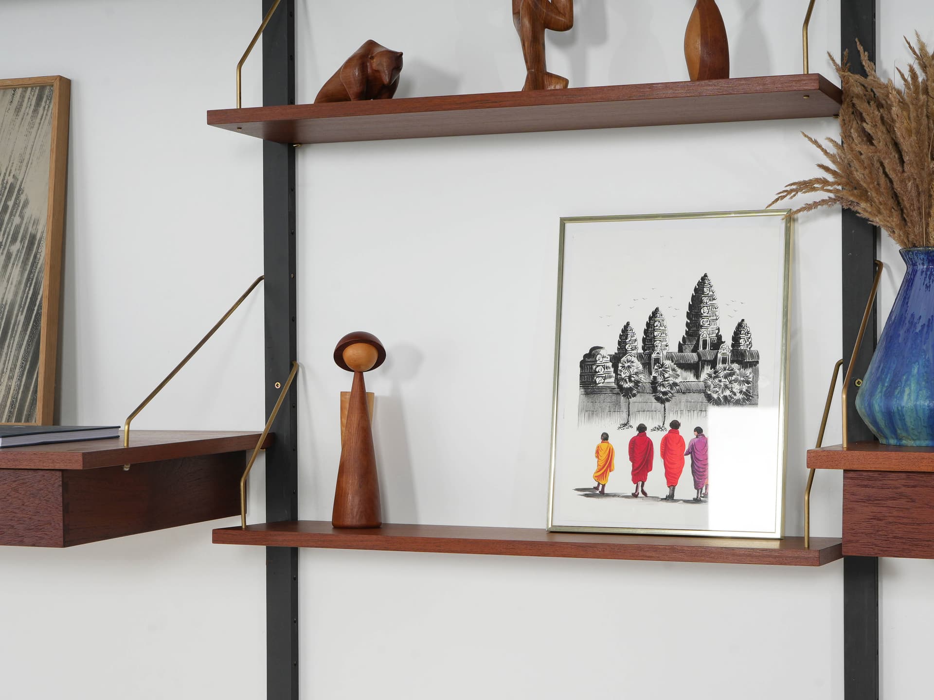 Regał modułowy PS System, teak brązowy, drewno czarne, Dania, lata 70. - 371195